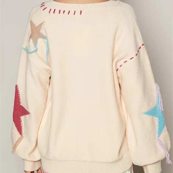 Stitching Stars Pastel Pullover Sweater - Picture 2 of 5
